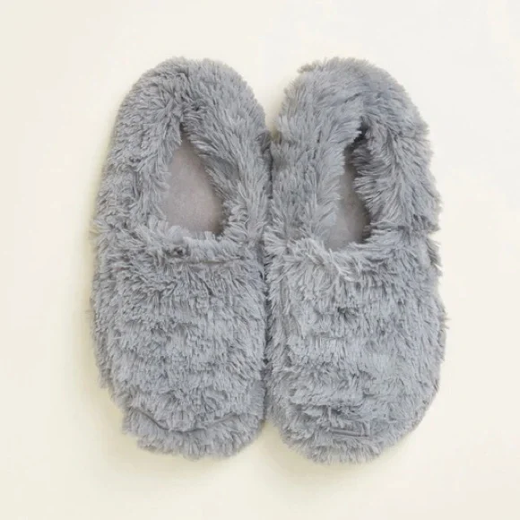 Grey “Warmies” brand slippers, heatable, weighted & fuzzy -size 8-10 NWOT - Picture 2 of 12
